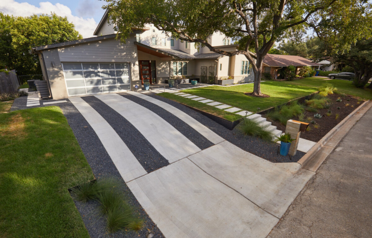 Modern concrete driveway installation in Brookline, MA